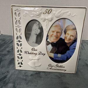 Russ 50th Wedding Anniversary Porcelain Picture Photo Frame Ornate